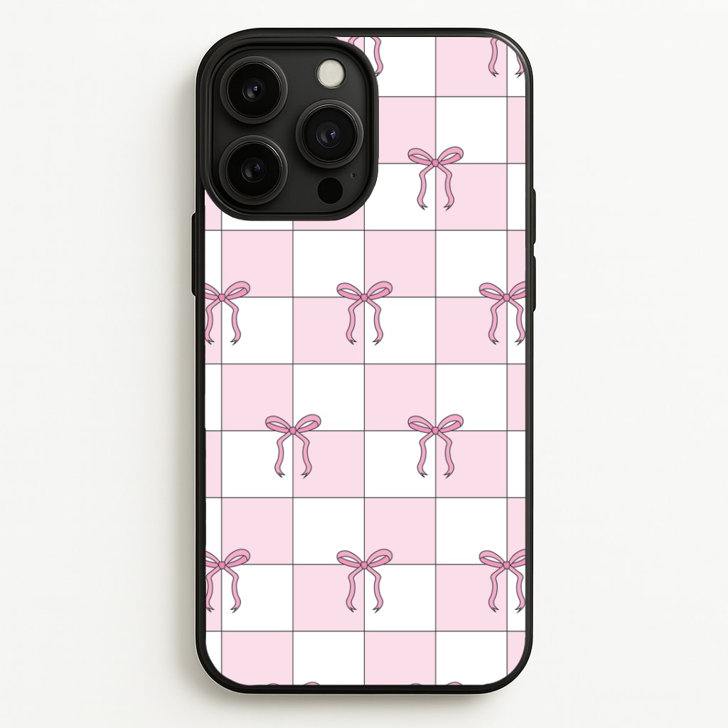 Checkered Pink Coquette Bows Phone Case - iPhone 13 Pro Max / Standard