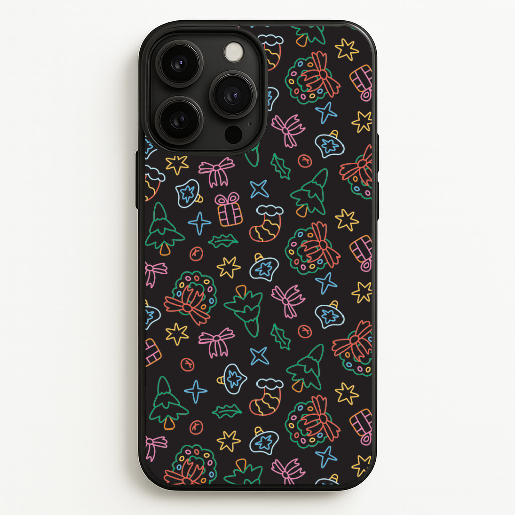 Neon Christmas Icons Pattern I Phone Case