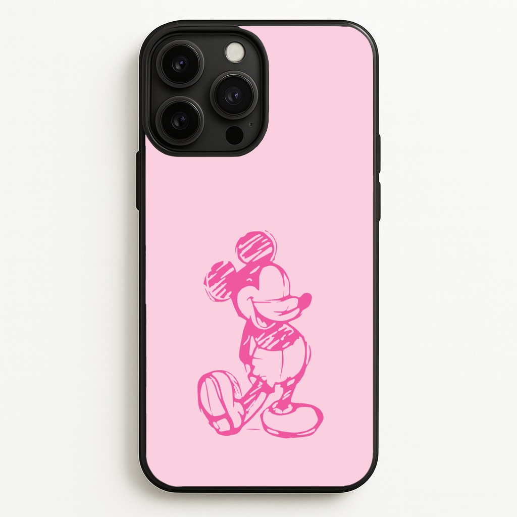 Sketched Mouse Outline Pink Phone Case