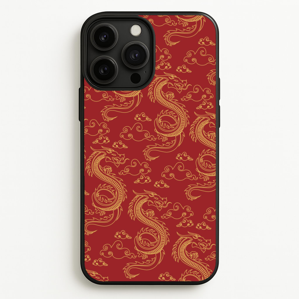 Red And Gold Dragon Pattern Phone Case