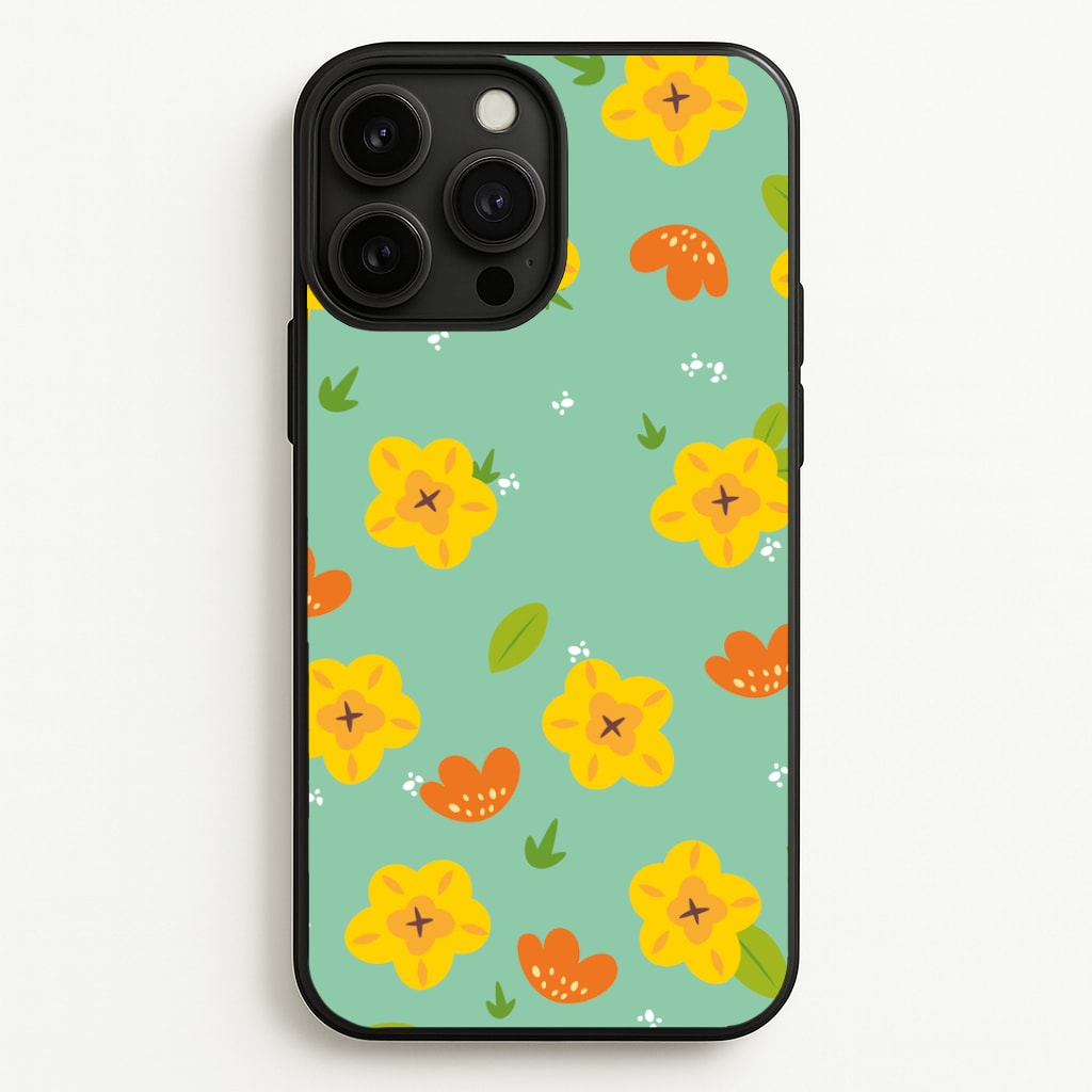 Yellow And Orange Pattern - Floral Phone Case