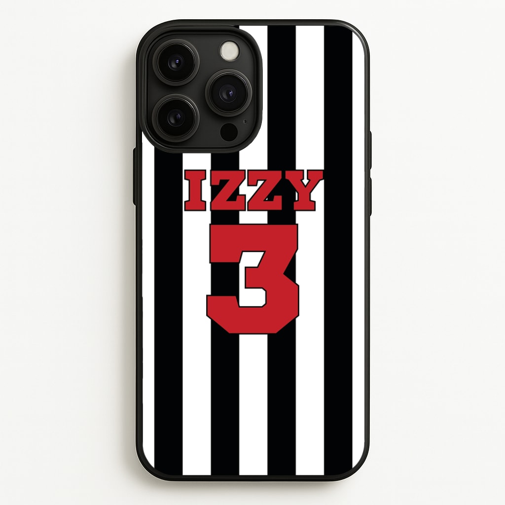 Black And White Stripes - Personalised Football Phone Case