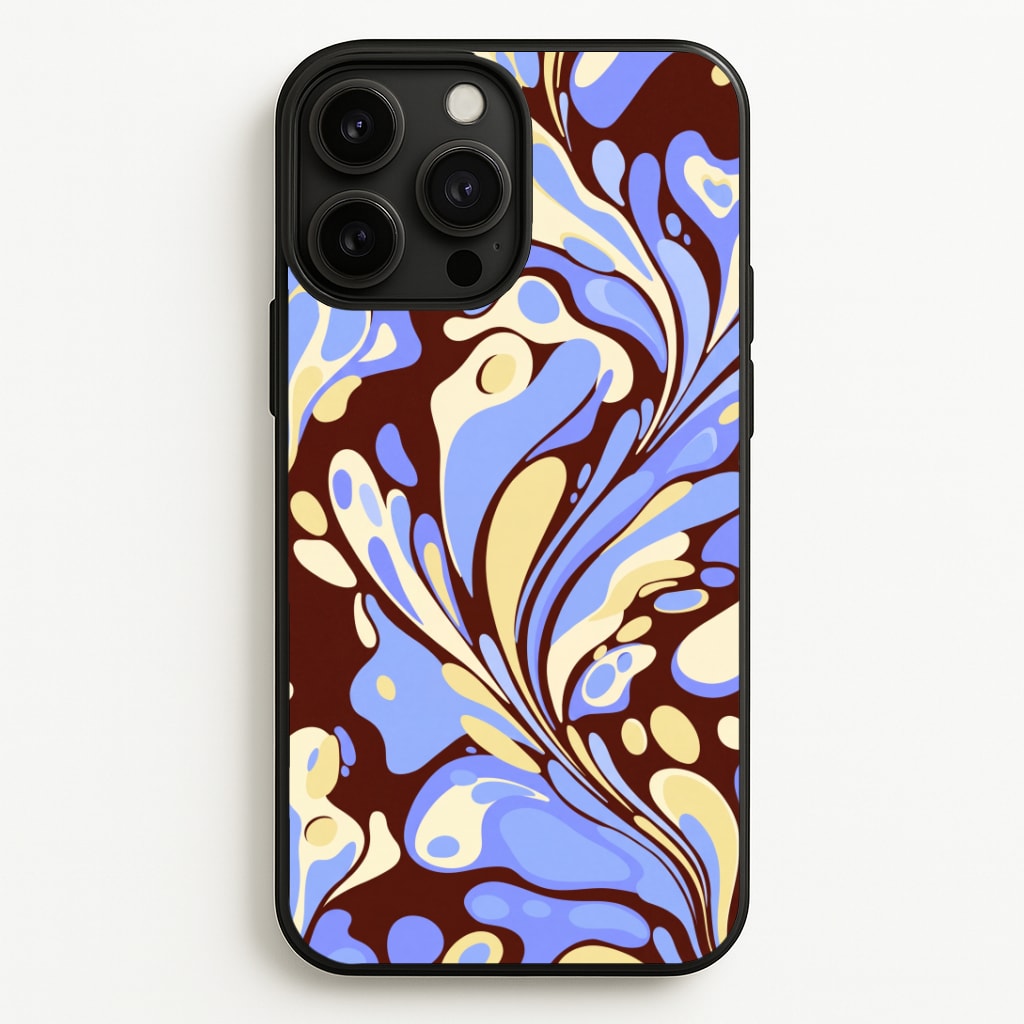 Blue, Yellow & Brown Marble Swirl Phone Case