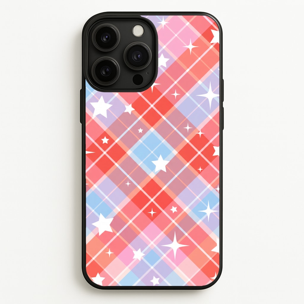 Coral Plaid Starfall Phone Case