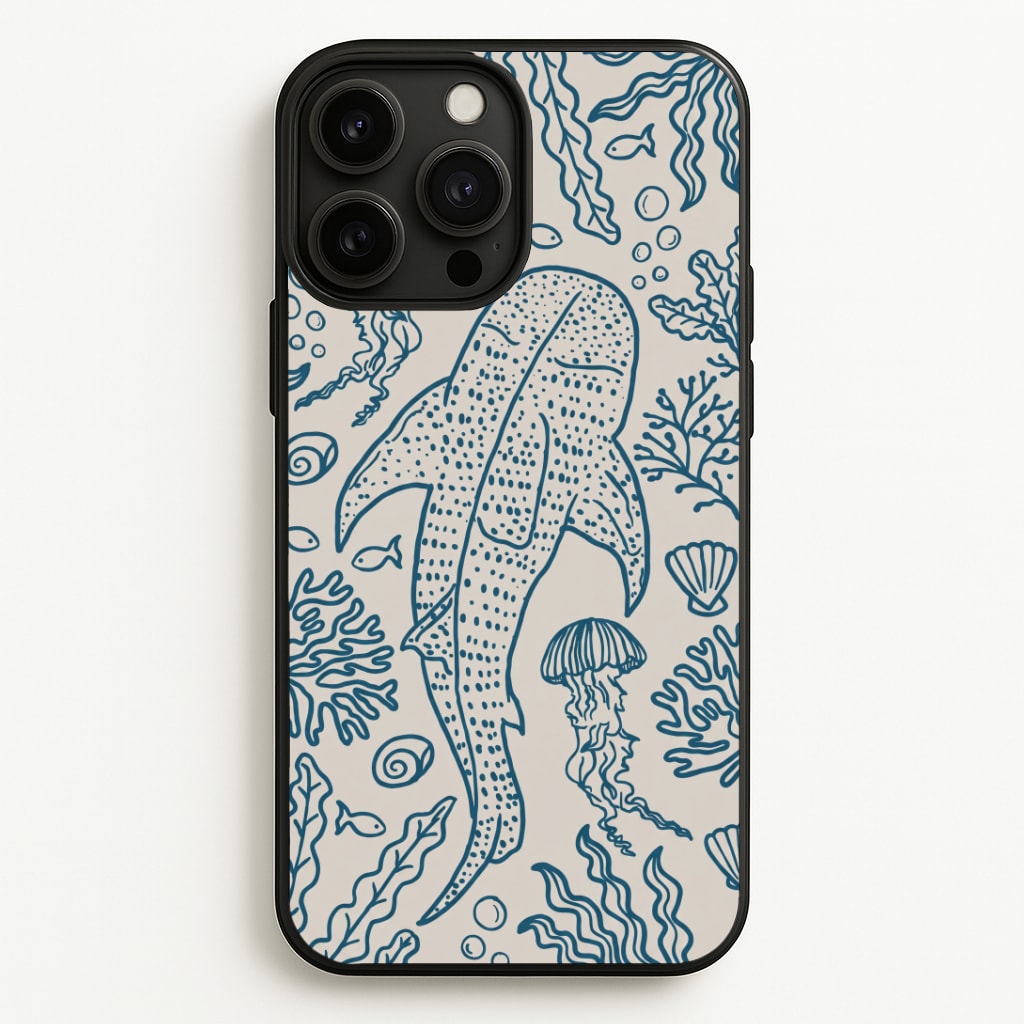 Teal Whale Shark Reef Phone Case
