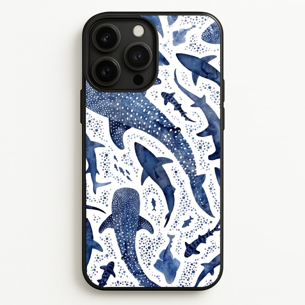 Indigo Watercolour Sharks Phone Case