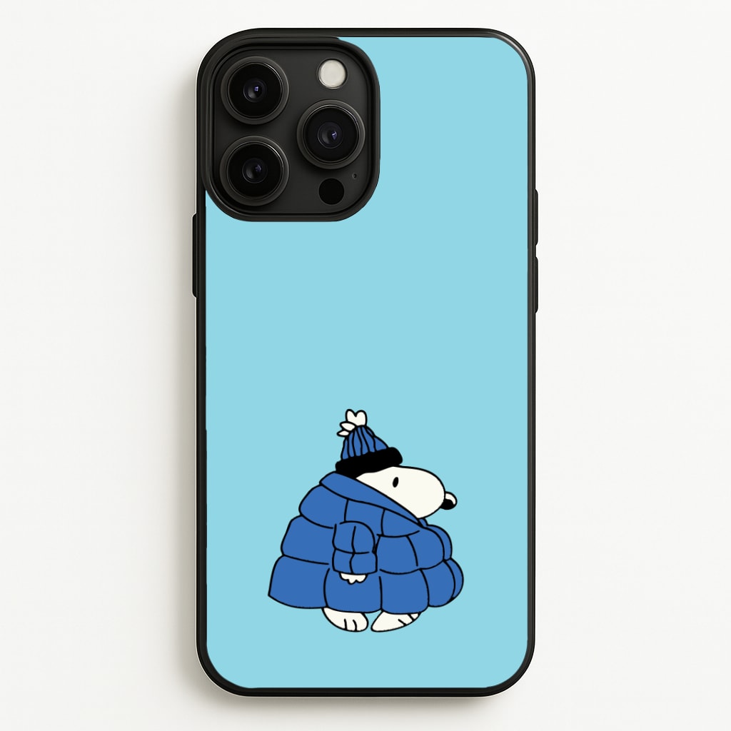 Cartoon Beagle Puffer Jacket Blue Phone Case