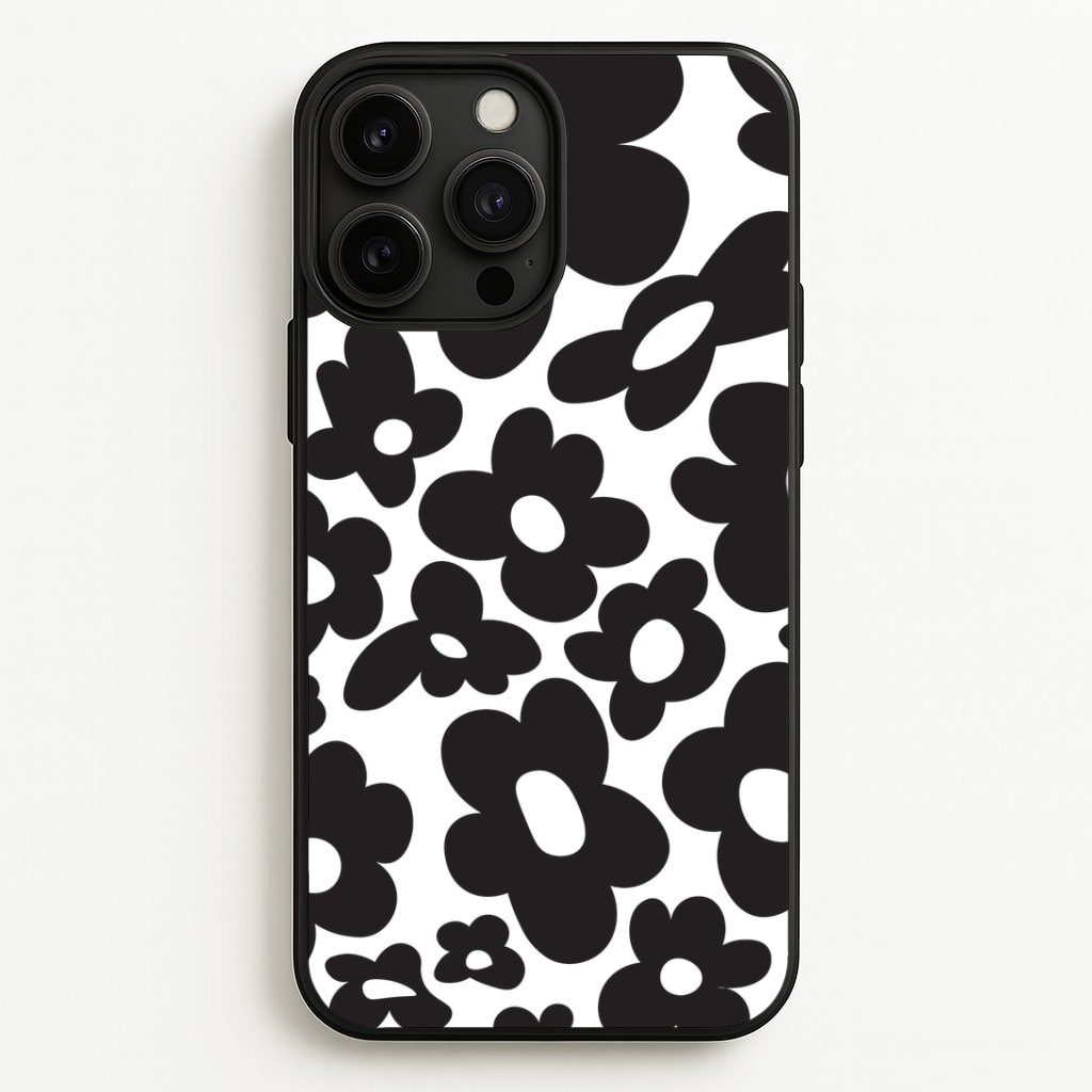 Black Flowers - Trippy Patterns Phone Case