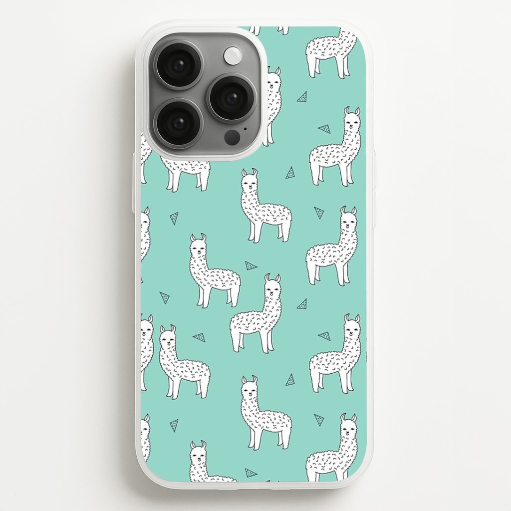 Mint Alpaca Pattern Phone Case