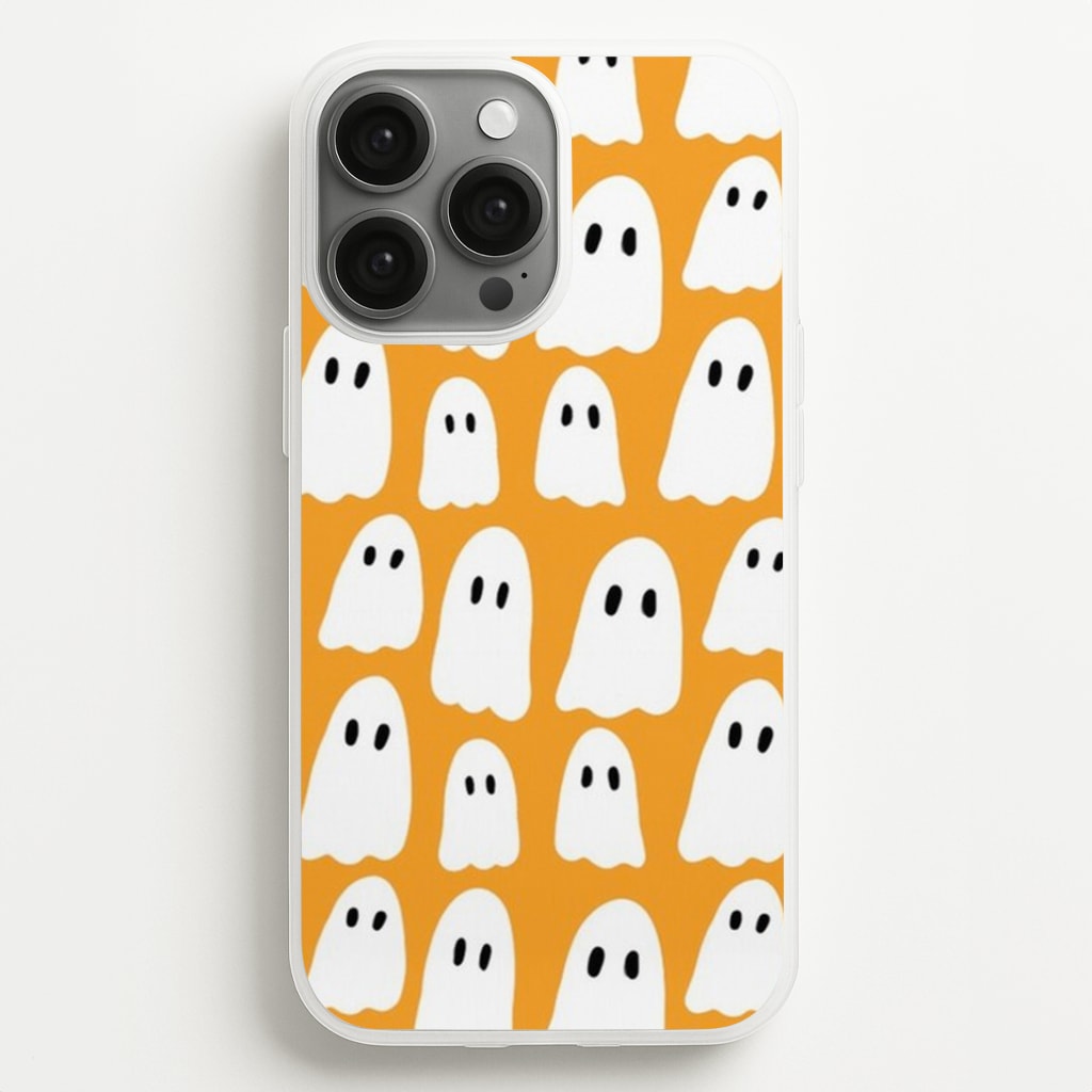 Orange Ghost Halloween Pattern Phone Case