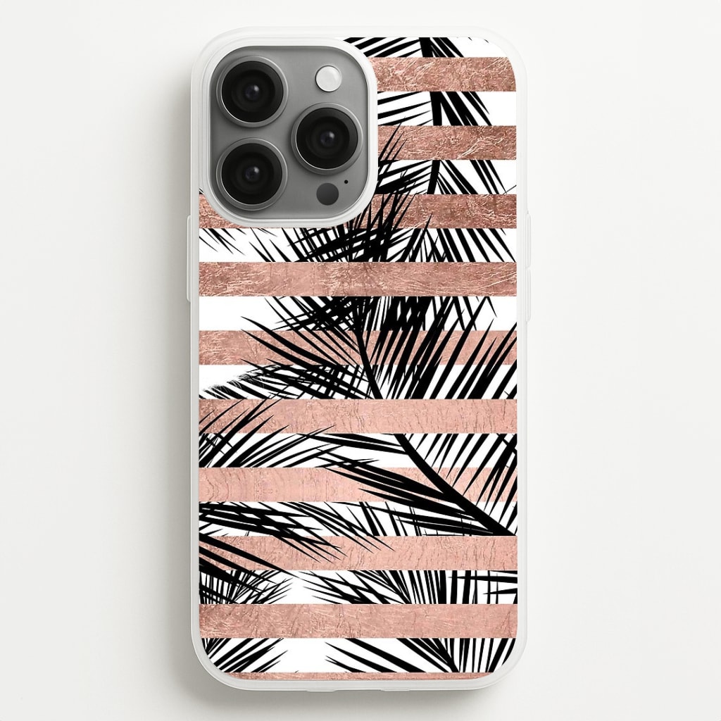 Rose Gold Tropical Palm Leaf Pattern Phone Case