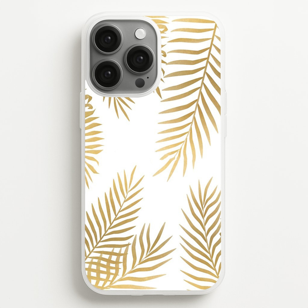 Gold Palm Leaf Pattern Phone Case