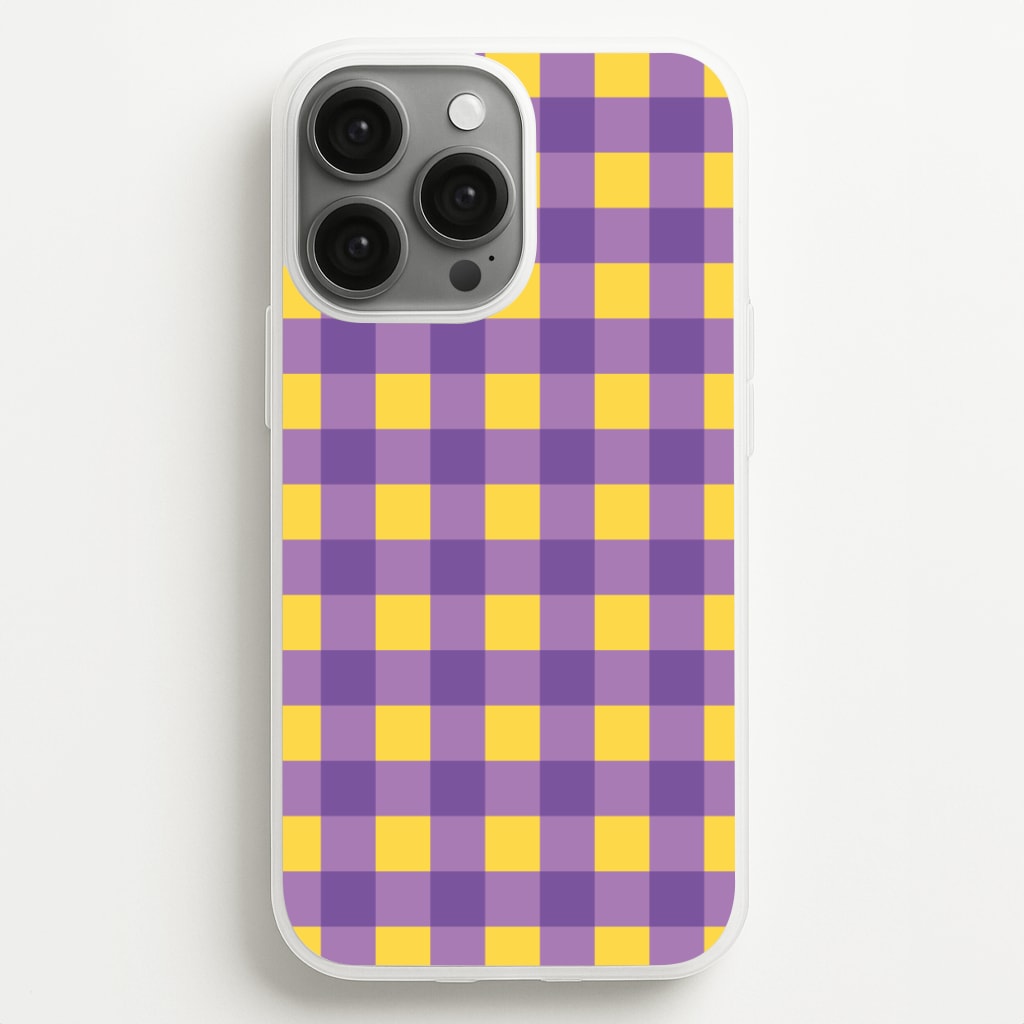 Purple And Yellow Checkered Pattern Phone Case