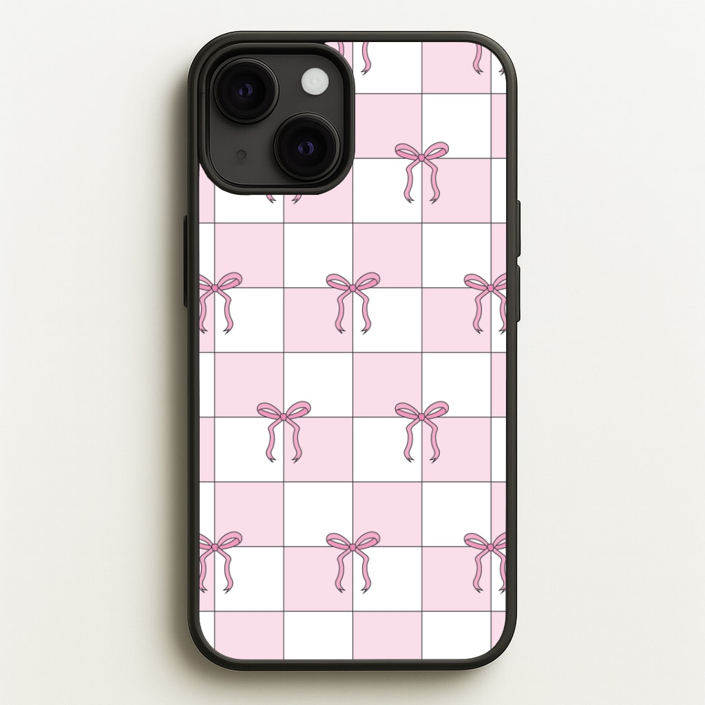 Checkered Pink Coquette Bows Phone Case