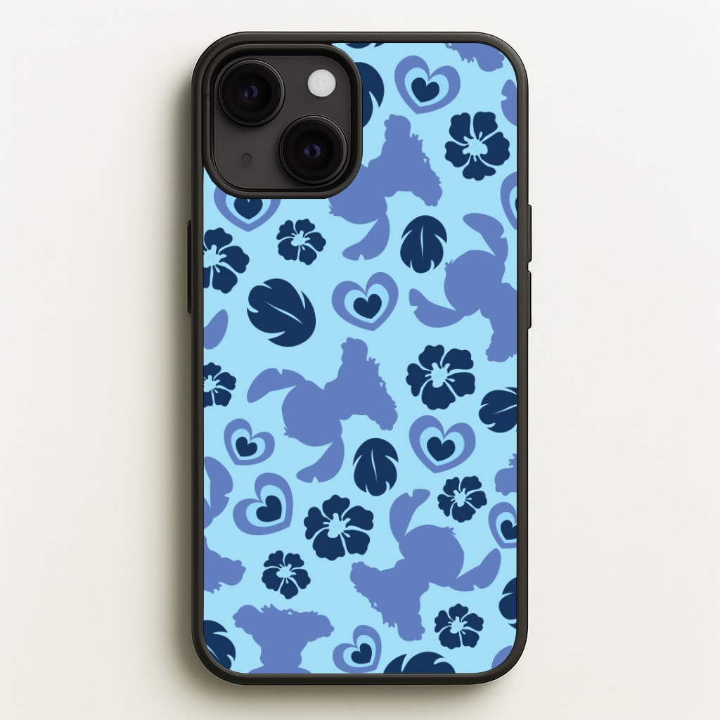 Blue Alien Silhouette Pattern Phone Case