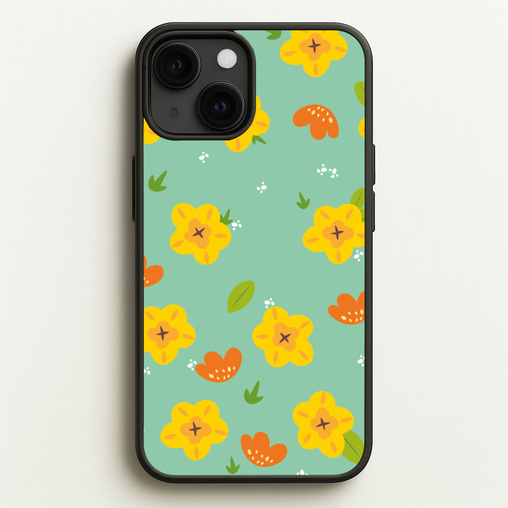 Yellow And Orange Pattern - Floral Phone Case