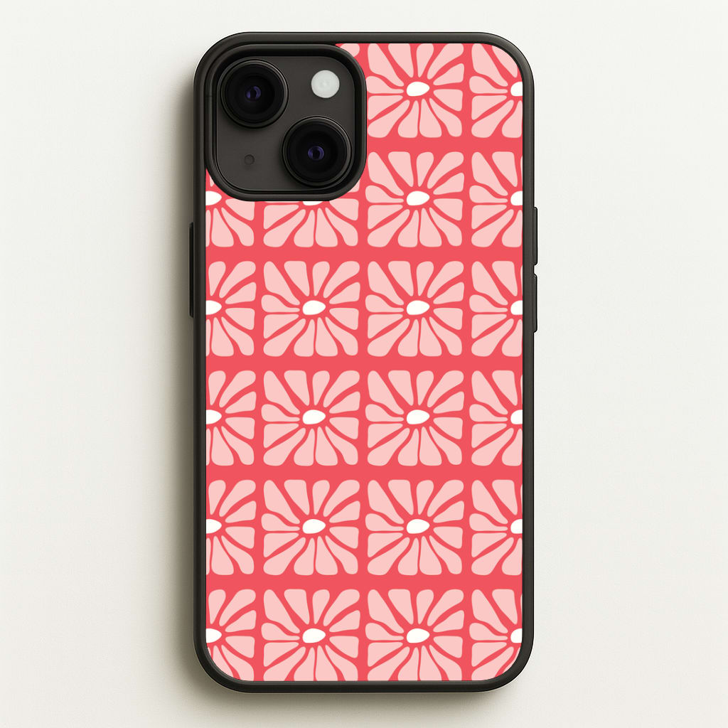 Square Abstract Flowers Pink Phone Case