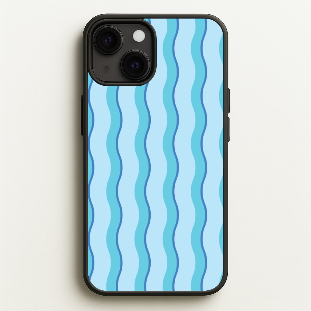 Blue Wavy Stripes Pattern Phone Case