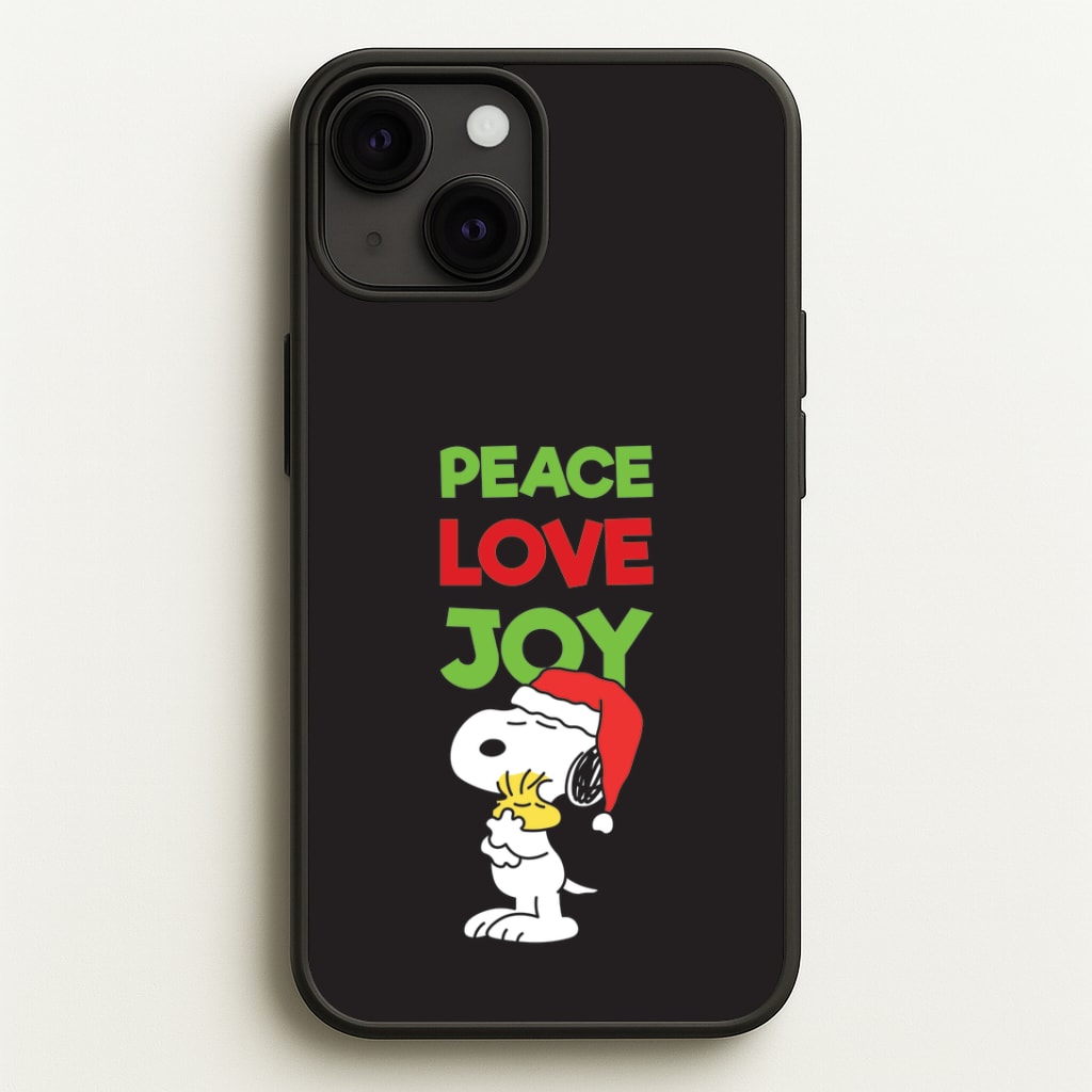 Peace, Love, Joy Christmas Cartoon Beagle Phone Case