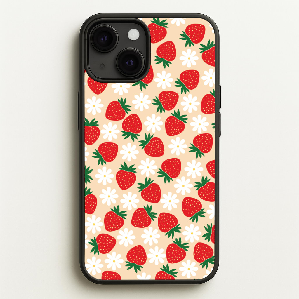 Strawberries and Flowers - Spring Patterns Phone Case