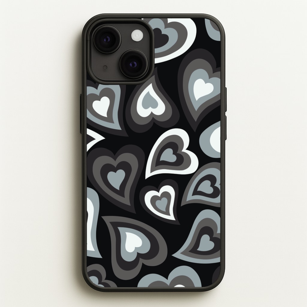 Black Hearts - Trippy Patterns Phone Case