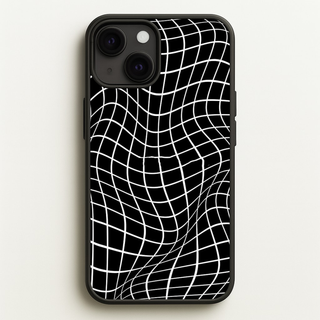 Black Wavy Grid Pattern Phone Case