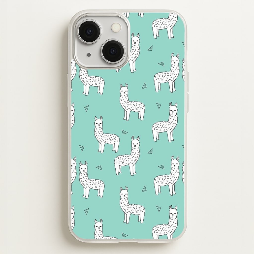 Mint Alpaca Pattern Phone Case