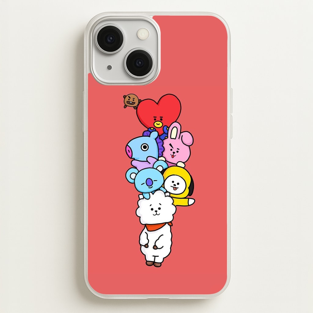Red BT21 - RJ, Mang, Koya, Chimmy, Cooky, Shooky, Tata - K Pop Phone Case