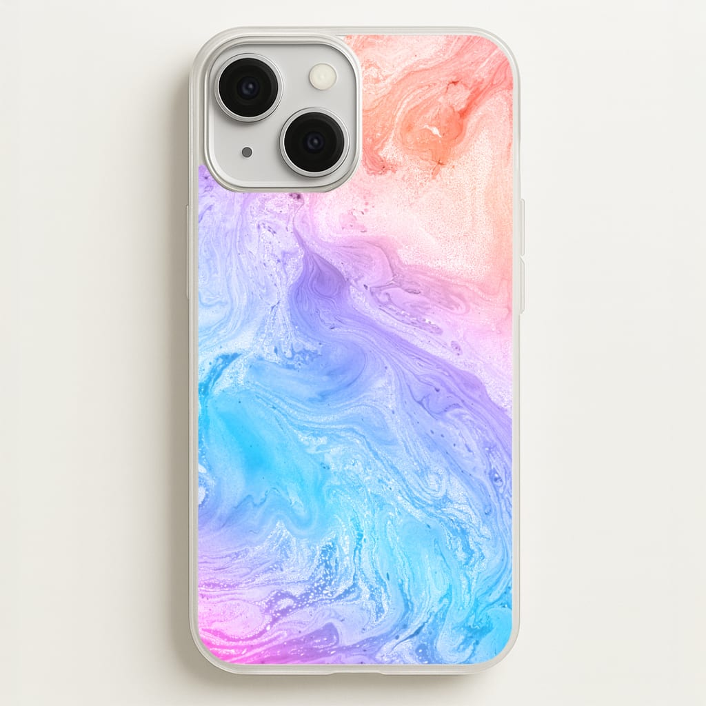 Blue and Peach Marble Phone Case
