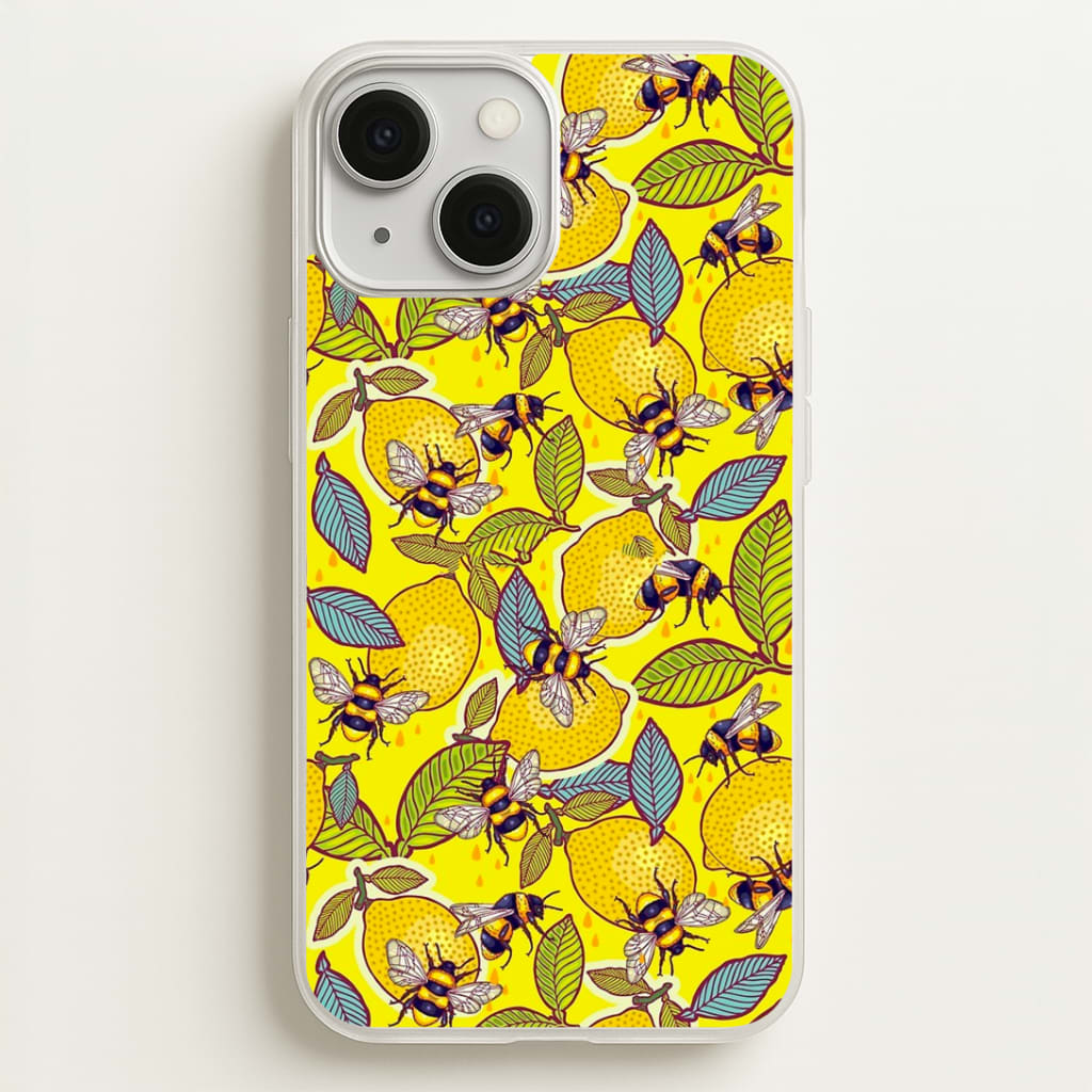 Yellow Lemon and Bee Phone Case