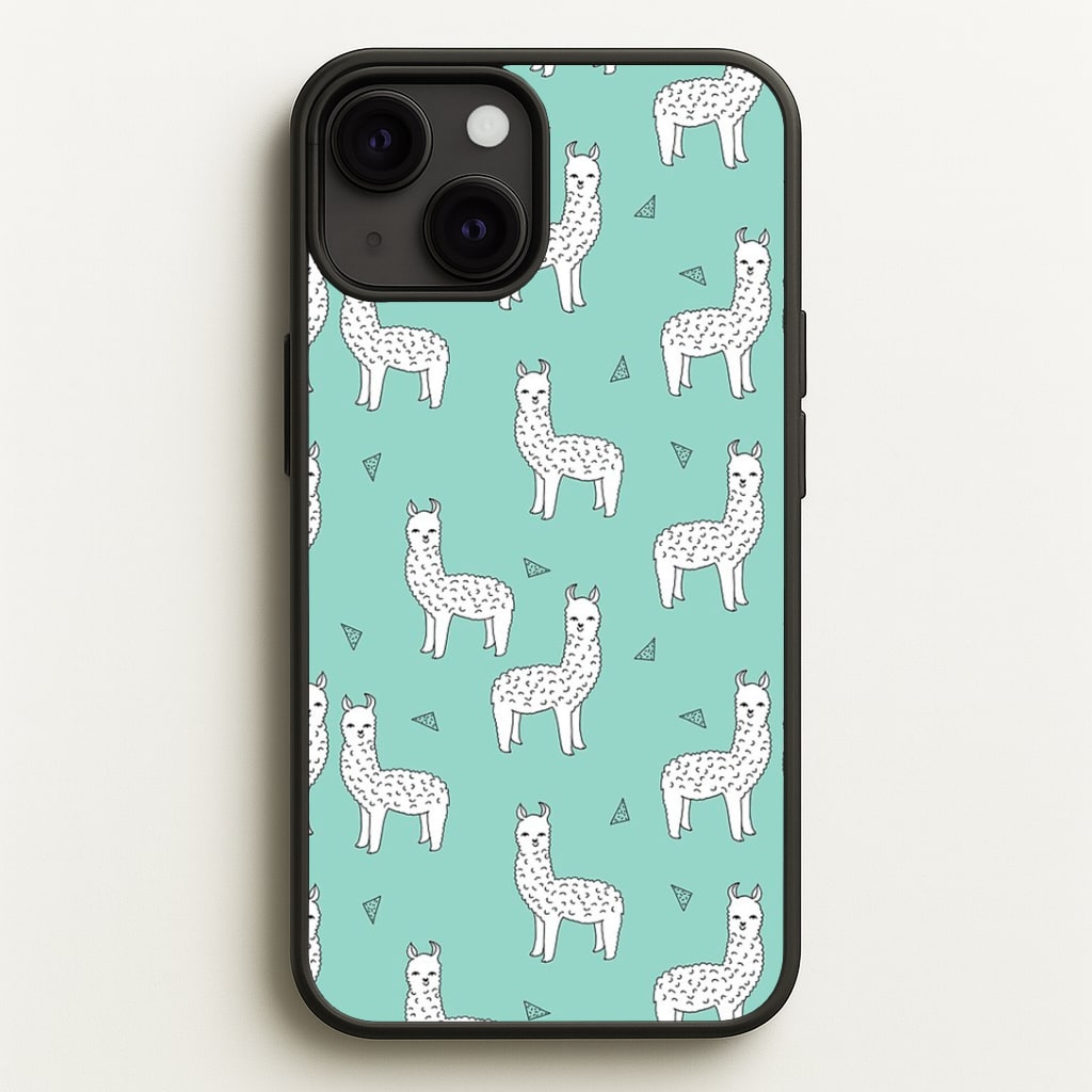 Mint Alpaca Pattern Phone Case