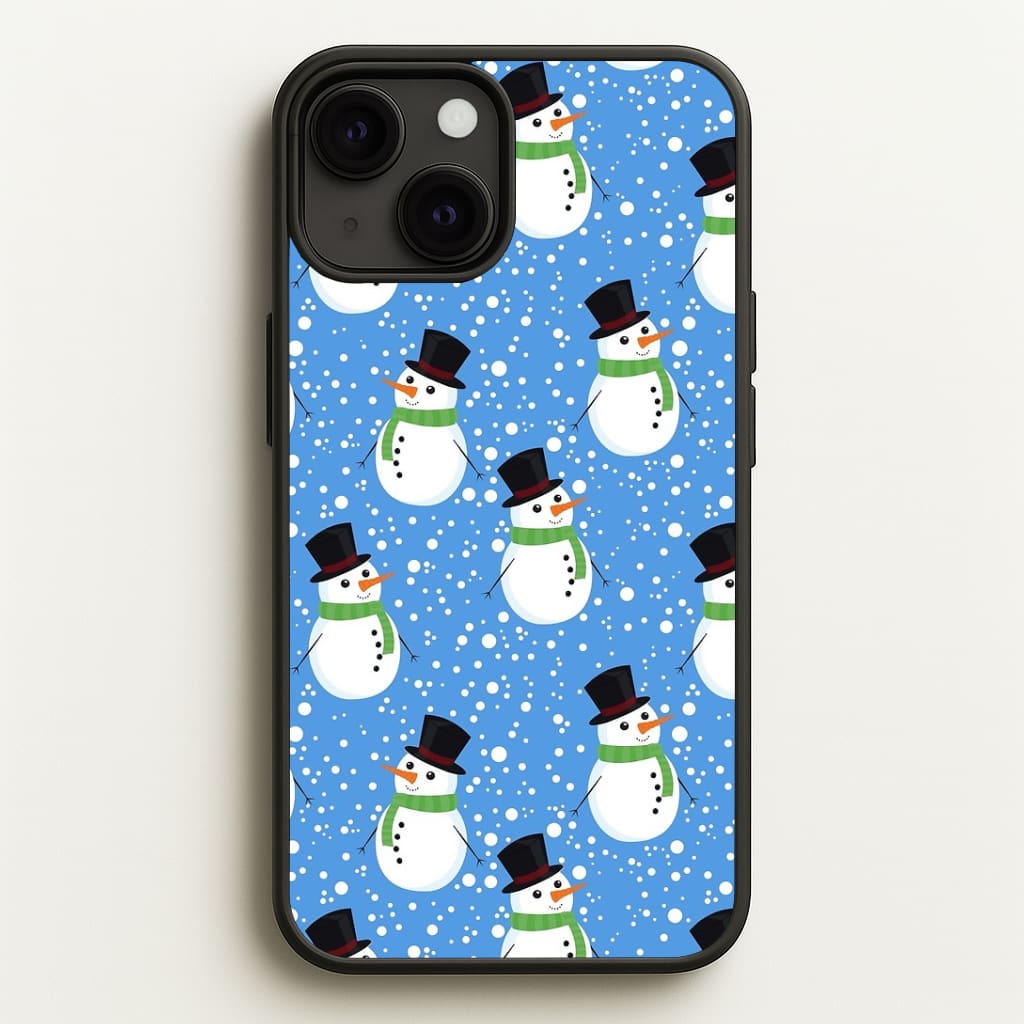 Blue Snowman Pattern Phone Case