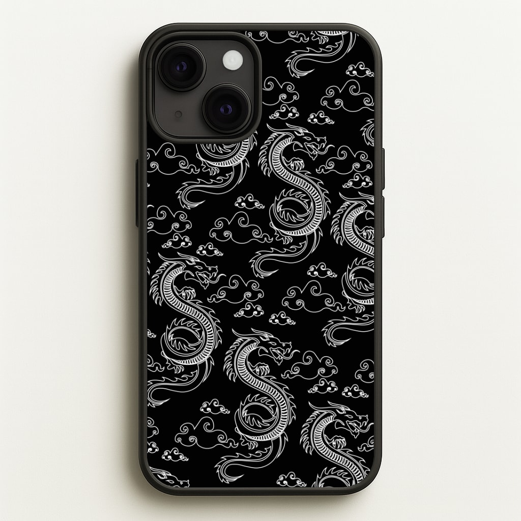 Black And White Dragon Pattern Phone Case