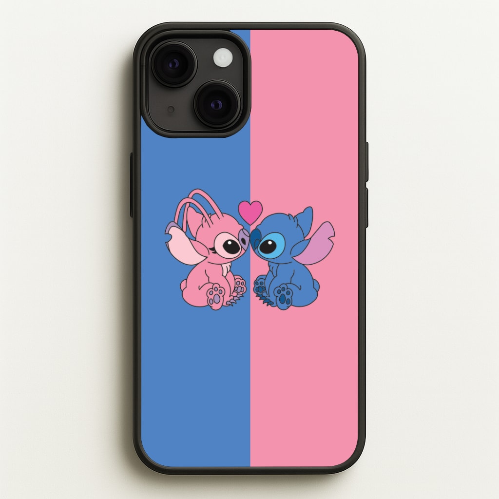 Angel And Blue Alien - Pink Alien Phone Case