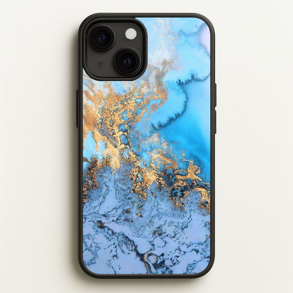 Sea Blue and Gold Marble Phone Case