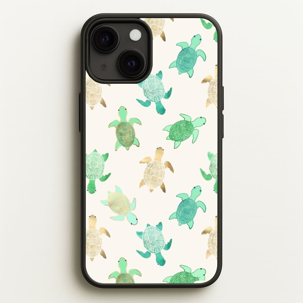 Gilded Jade & Mint Turtles Phone Case