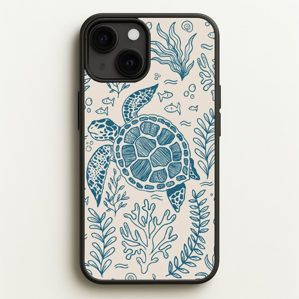 Teal Turtle Reef Phone Case