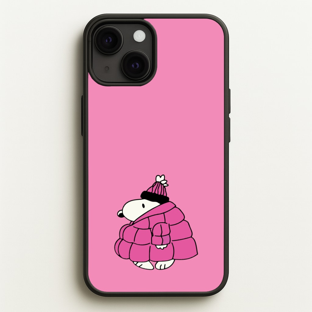 Cartoon Beagle Puffer Jacket Pink Phone Case