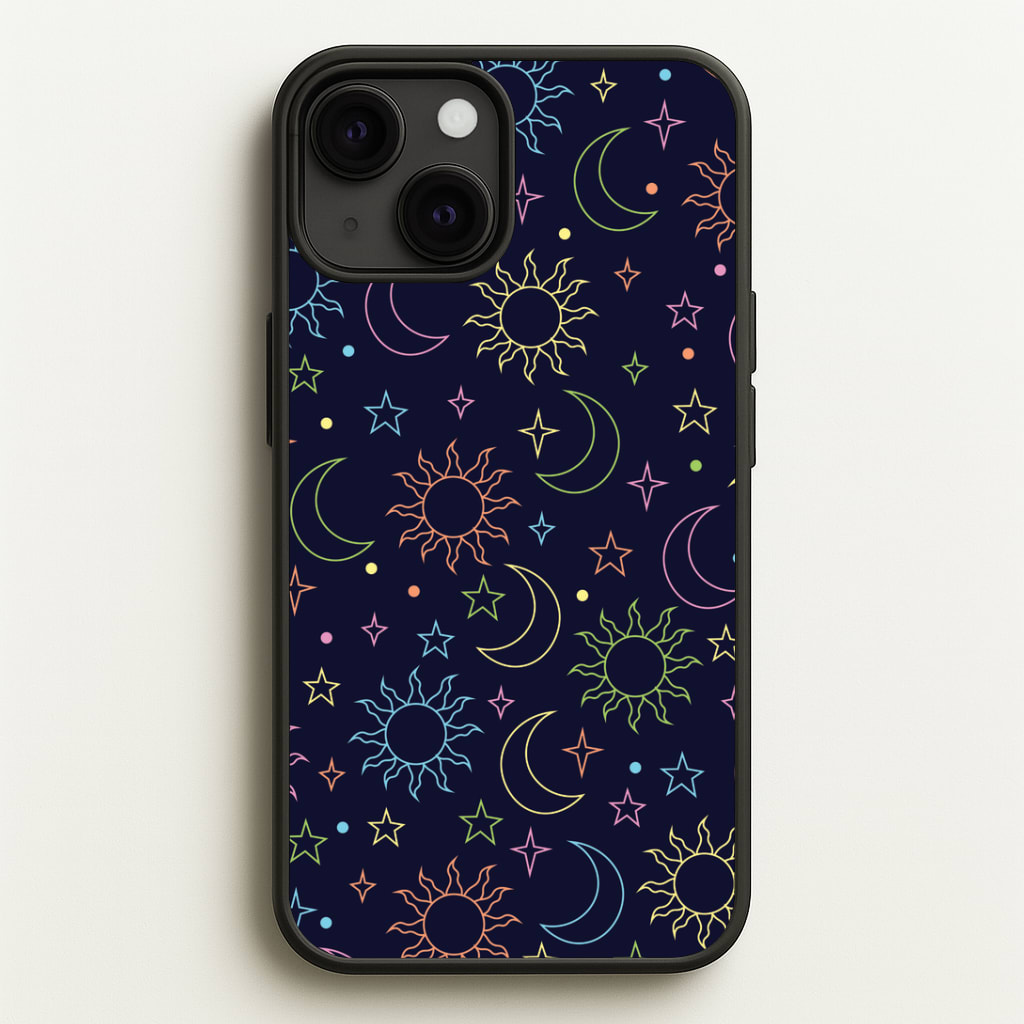 Sun, Moon And Stars Pattern Rainbow Phone Case