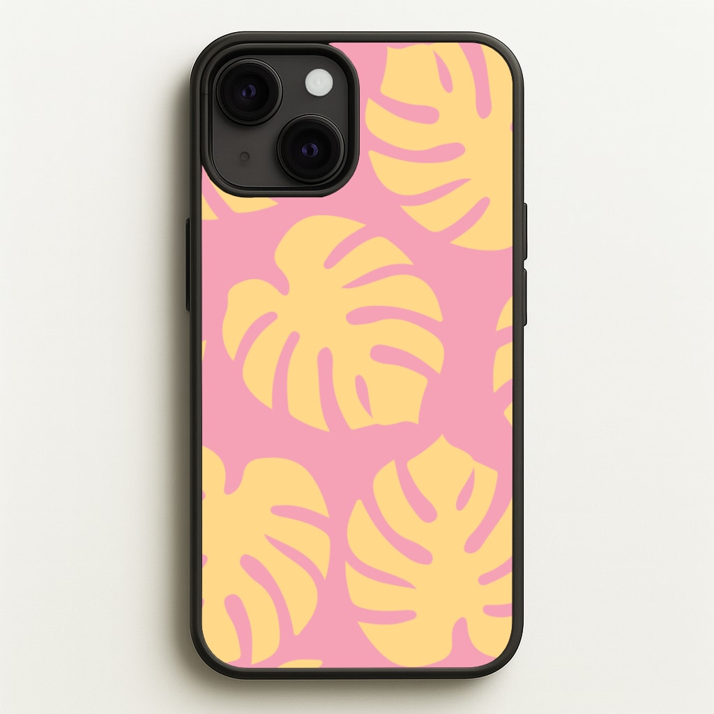 Pink And Yellow Summer Leaves Pattern Phone Case