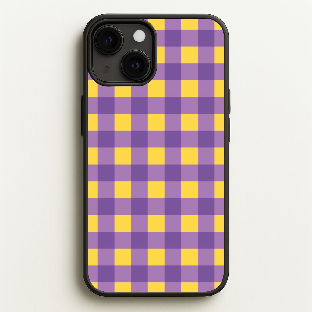 Purple And Yellow Checkered Pattern Phone Case