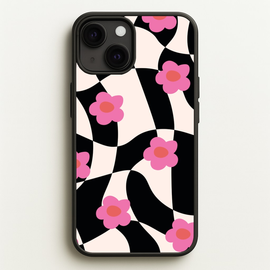 Checkboard Flowers - Trippy Patterns Phone Case