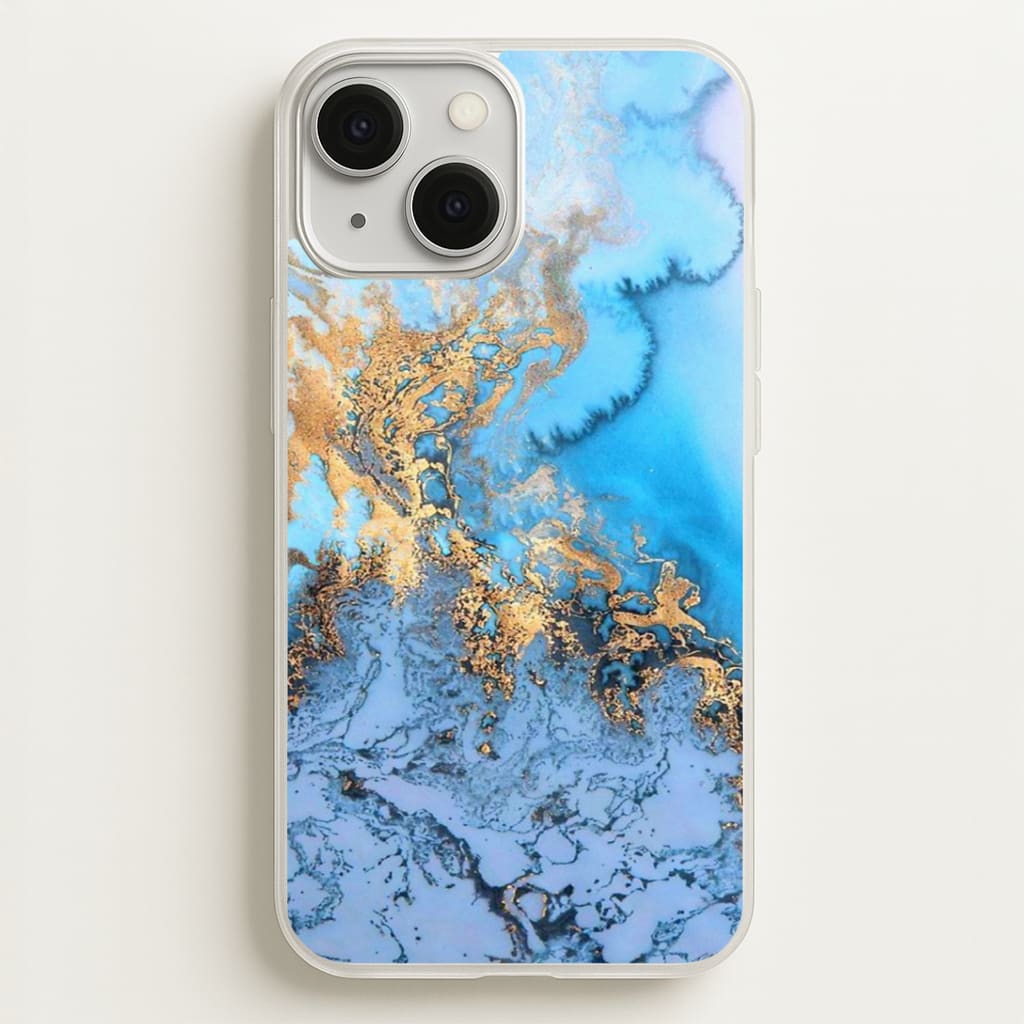 Sea Blue and Gold Marble Phone Case