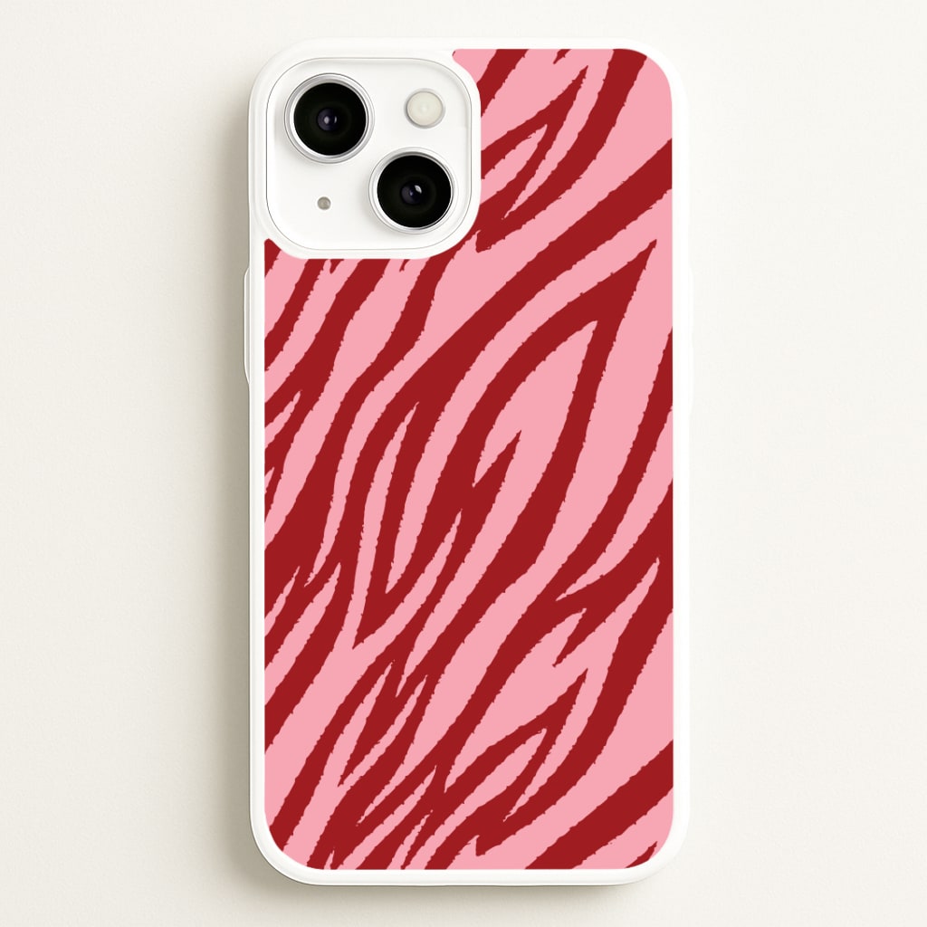 Red And Pink Tiger Print Phone Case