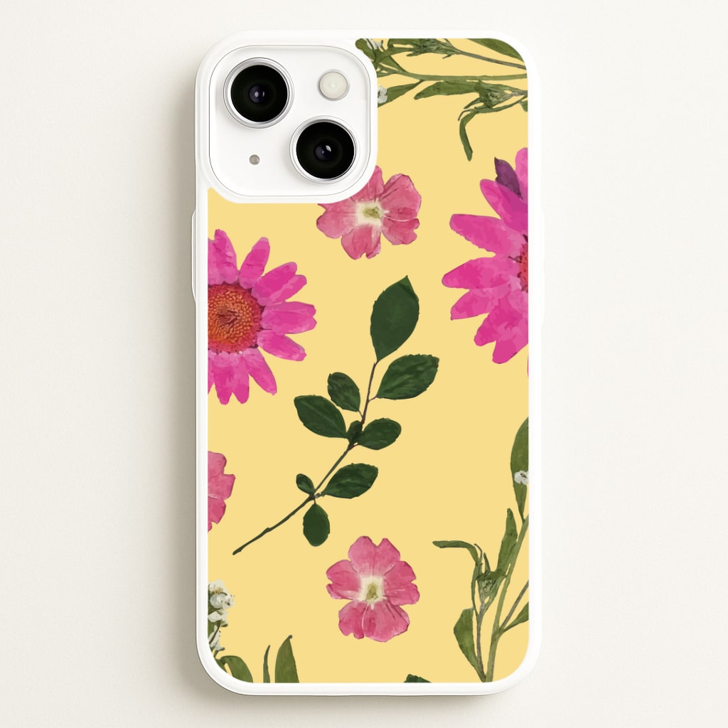 Pressed Plants Yellow Phone Case