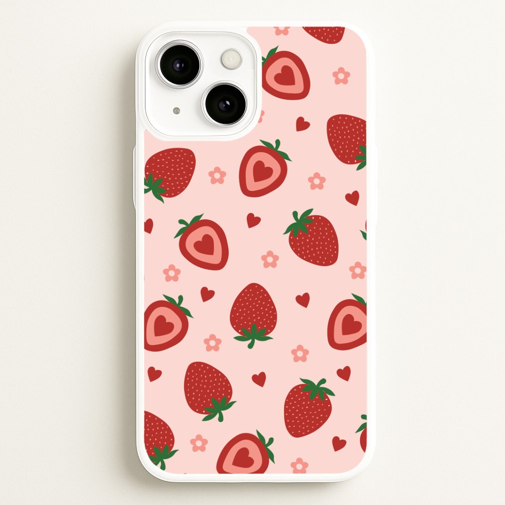 Strawberries And Hearts - Fruit Patterns Phone Case