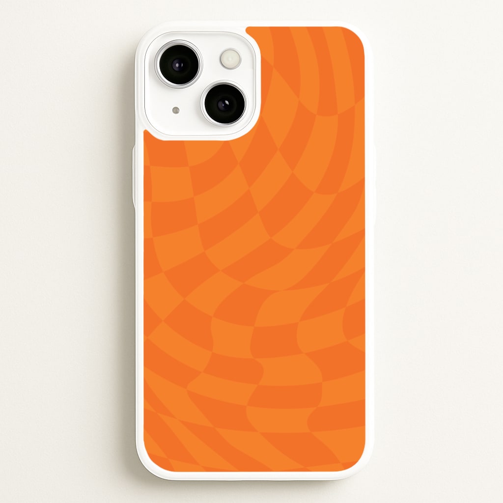 Orange Trippy Checkerboard Pattern Phone Case