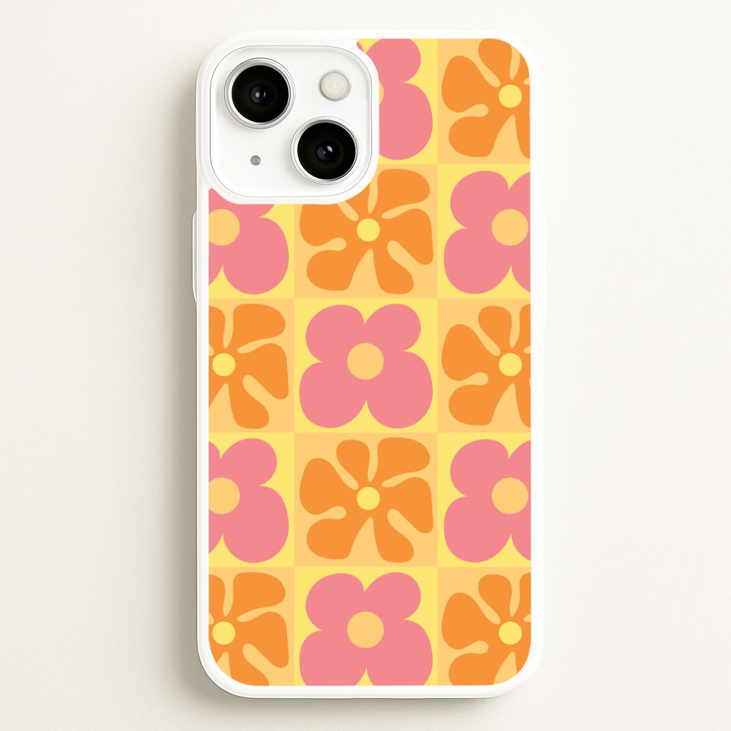 Summer Flowers Checkered Pattern Phone Case