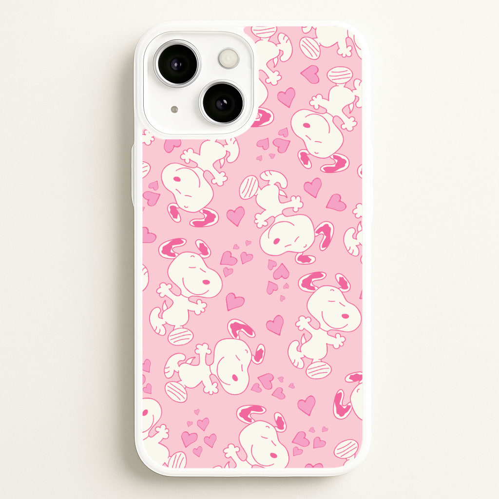 Cartoon Beagle Valentine Hearts Pattern Phone Case