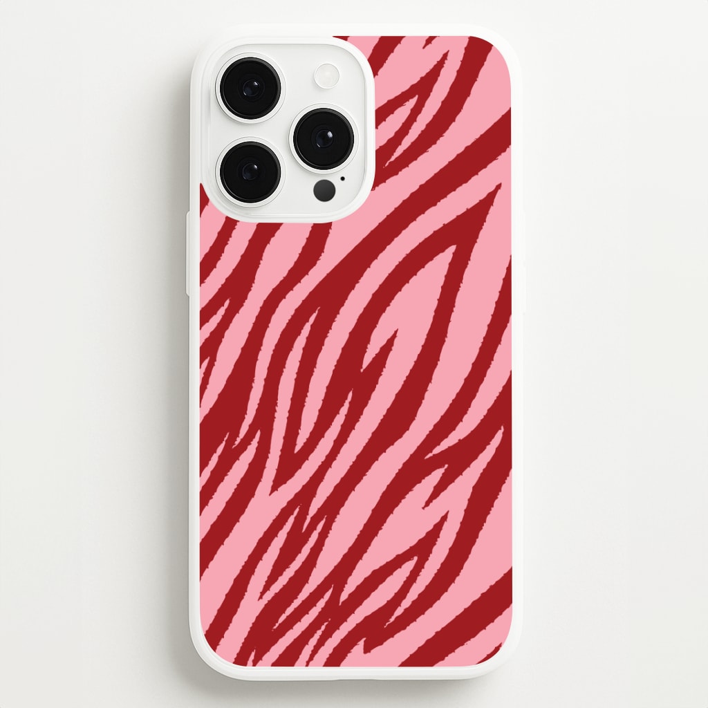Red And Pink Tiger Print Phone Case
